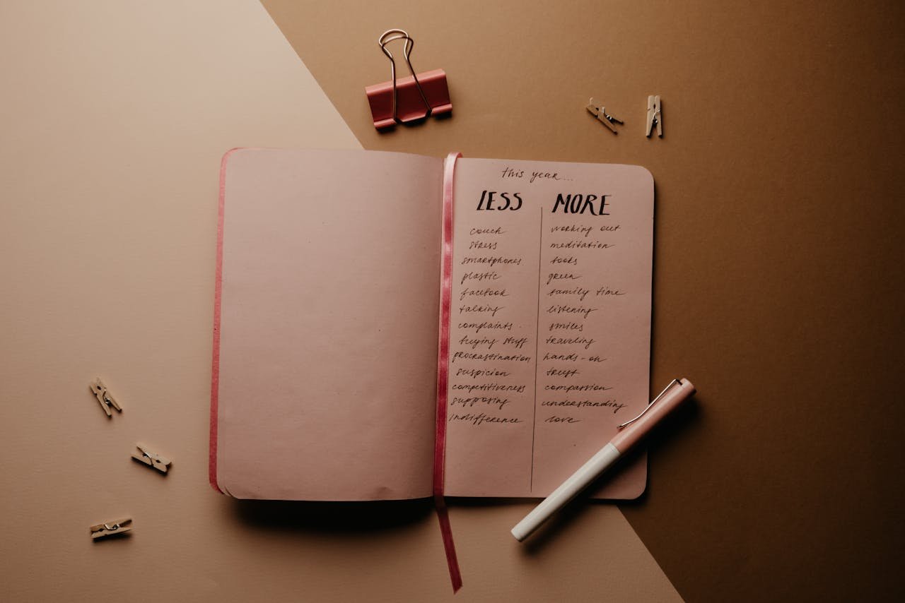 Pink Notebook on the Table